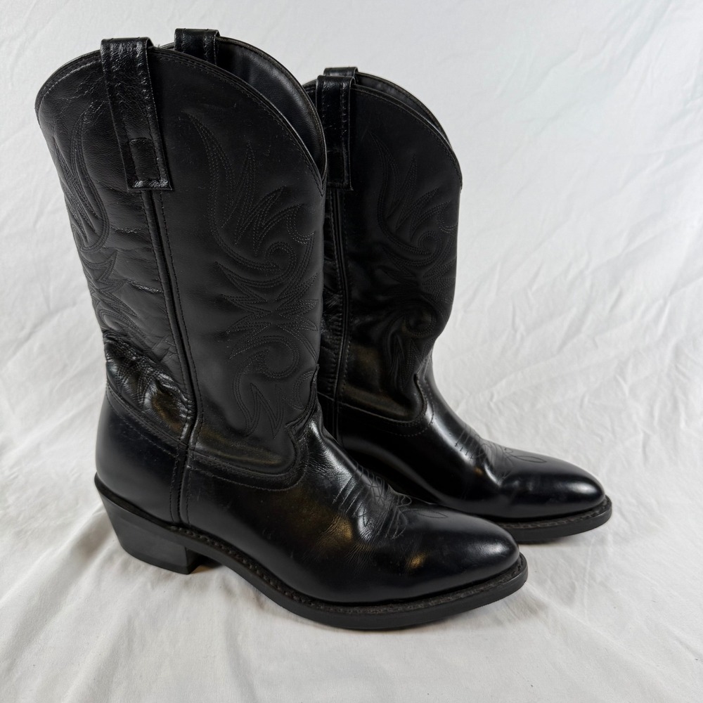 Laredo 4240 Mens Black Leather Western Cowboy Boots R-Toe Size 10 D